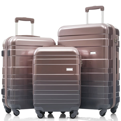 3 Piece Bronze Ombre Colored Luggage Set / Durable Hardshell