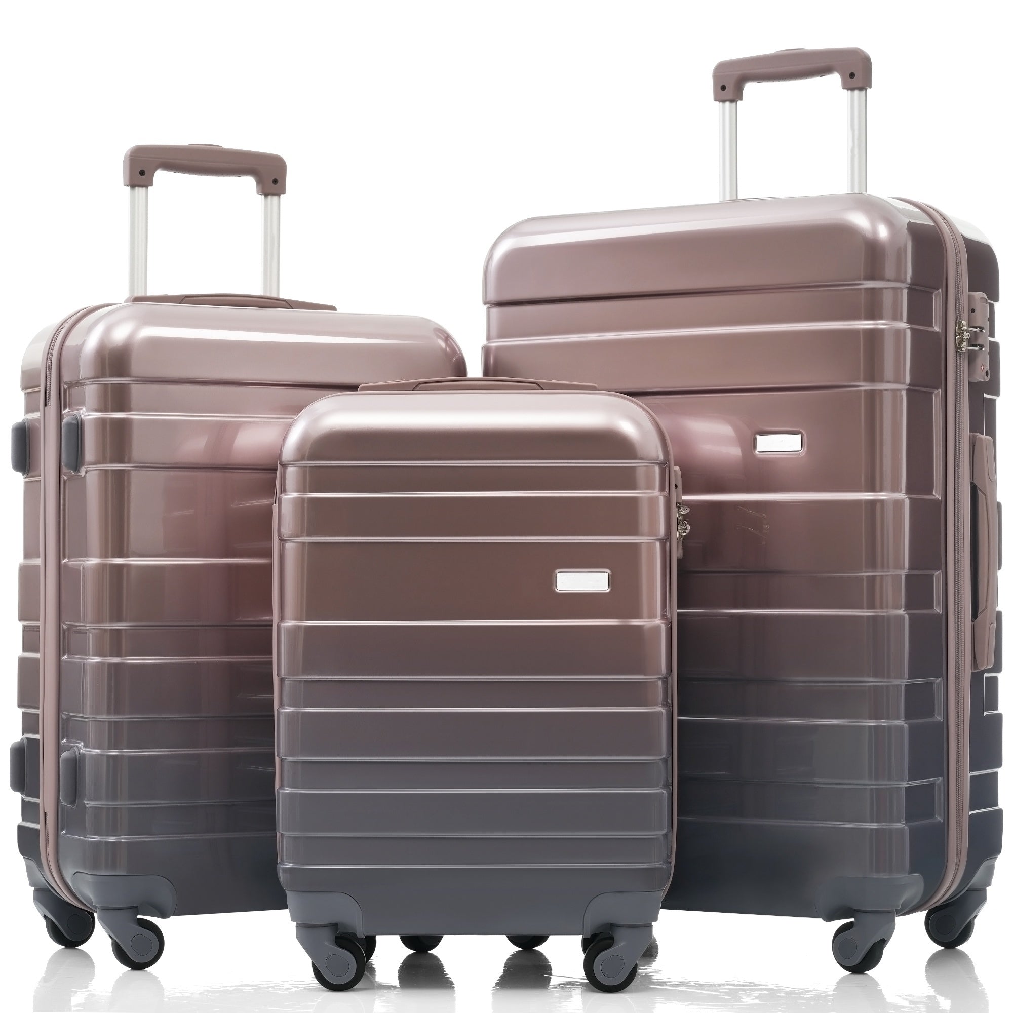 3 Piece Bronze Ombre Colored Luggage Set / Durable Hardshell
