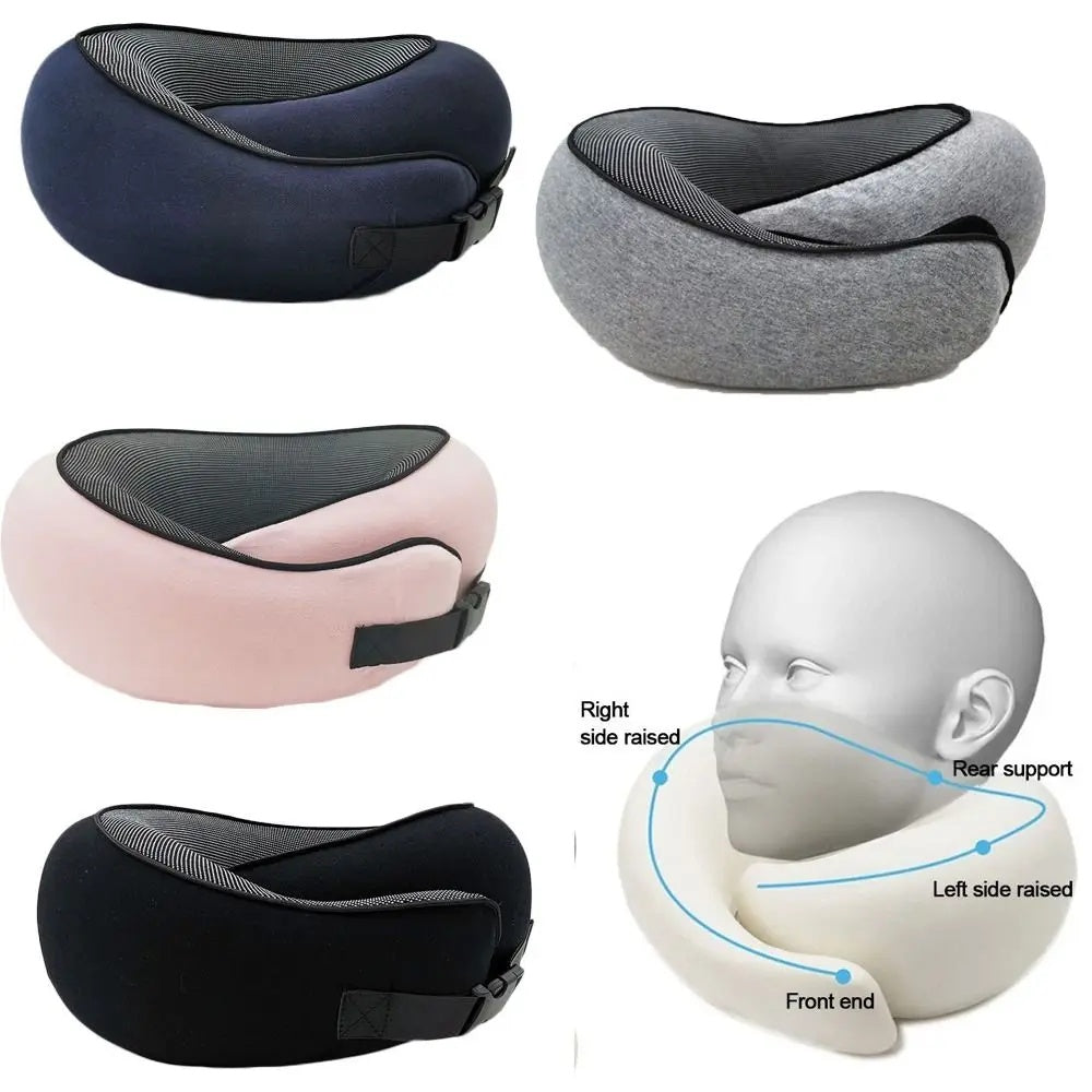 Soft Memory Foam Travel Neck Pillow - Adjustable Support