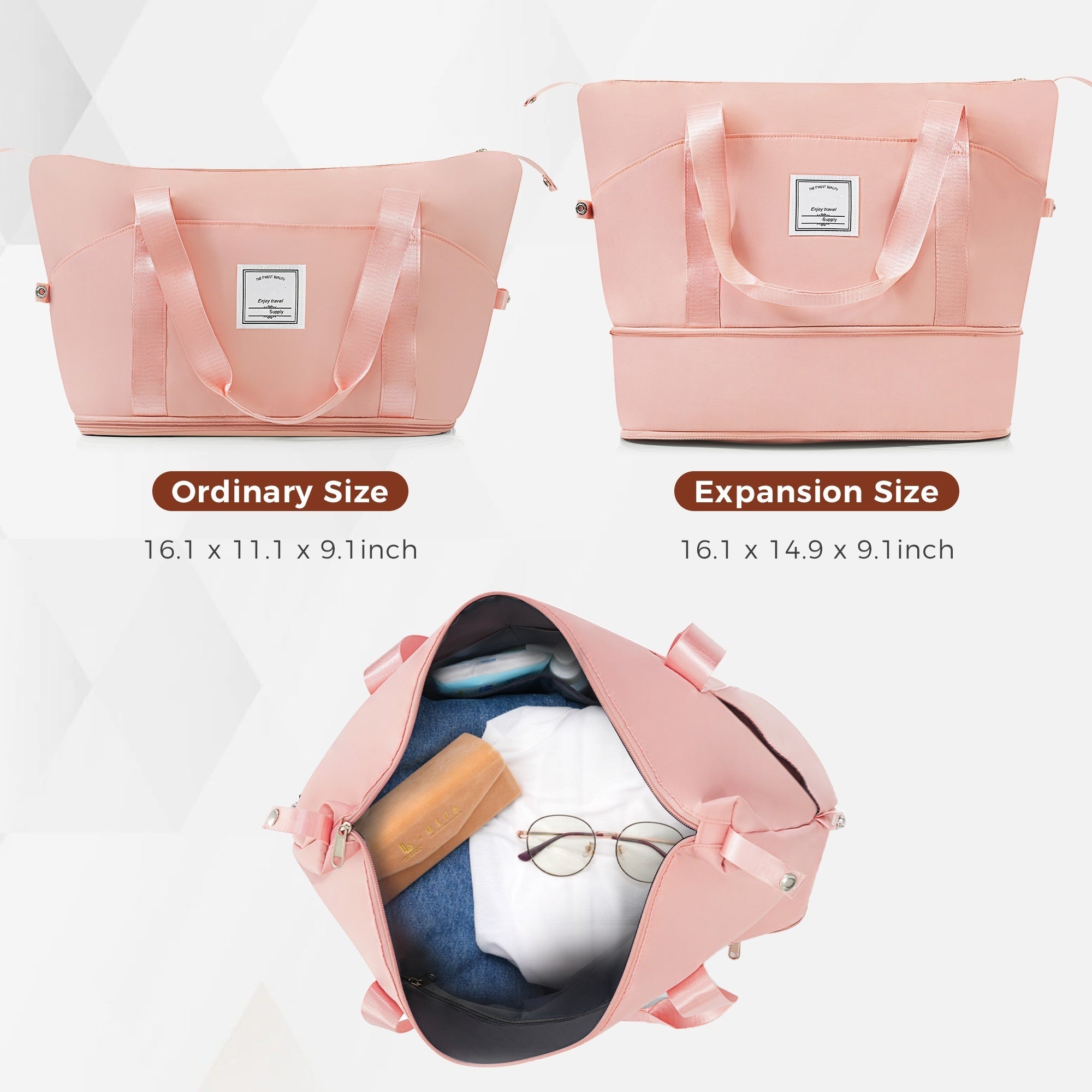 3 Piece Pink Ombre Color Luggage Set /  Bonus Travel Bag