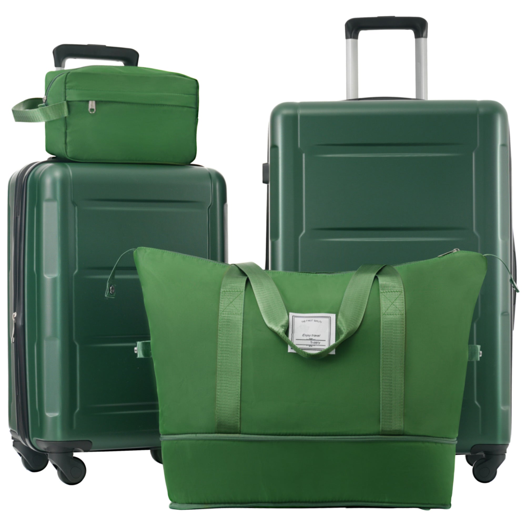 2 Piece Hunter Green Luggage Set / Bonus Travel Bag and Smooth Spinner Wheels