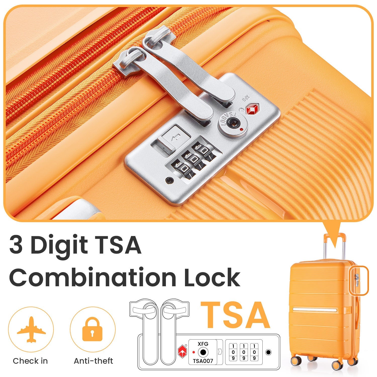 4 Piece Marigold Colored Luggage set / Lightweight & Expandable