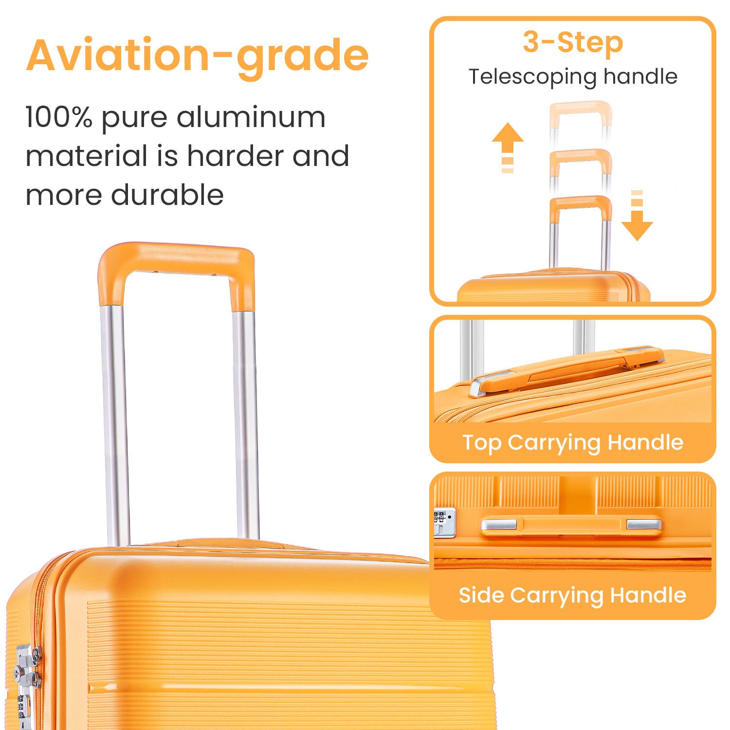 4 Piece Marigold Colored Luggage set / Lightweight & Expandable