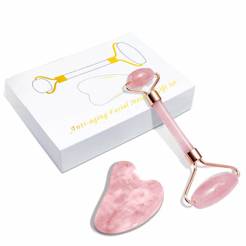 GuaSha Massage Roller with Natural Rose Quartz