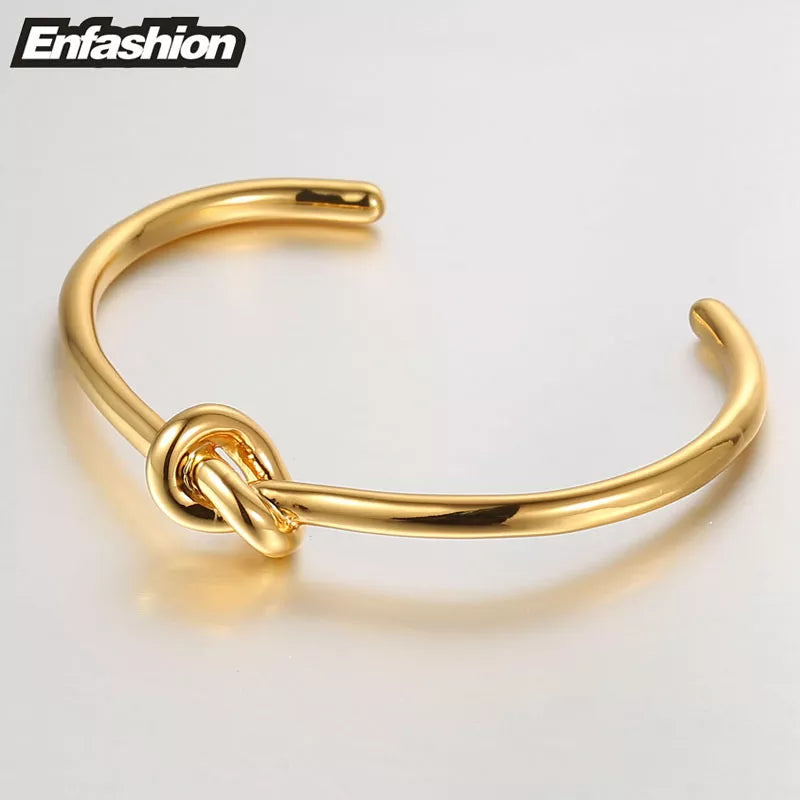 Knot Cuff Gold Color Manchette Bangle