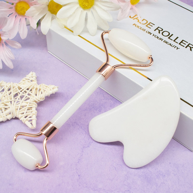 GuaSha Massage Roller with Natural Rose Quartz