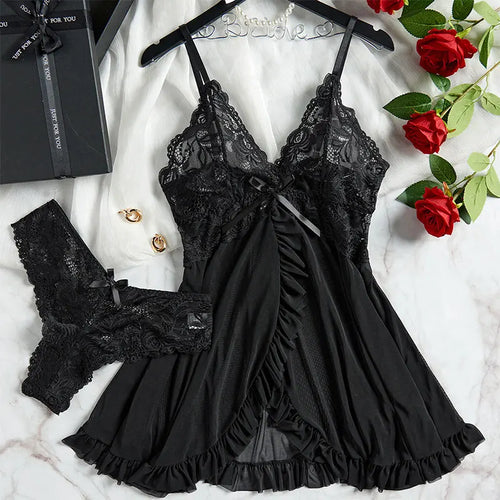 Lace and Ruffle Lingerie Nighty