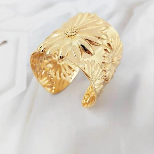 Textured Gold Cuff Gold Plated Stainless Steel