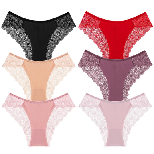 6 Piece Set of Women's Lace and Satin Panties
