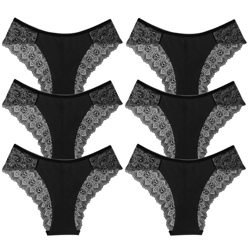 6 Piece Set of Women's Lace and Satin Panties