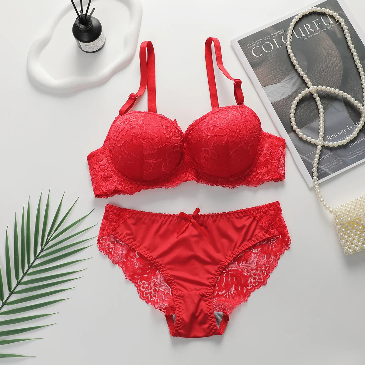 2-piece Sexy Multi-color Lingerie Set For Women's Gathering Push Up
