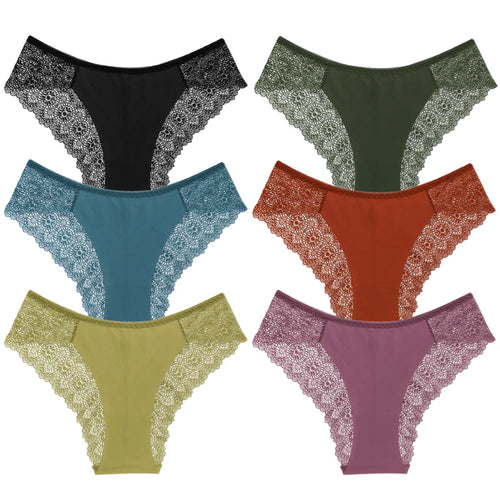 6 Piece Set of Women's Lace and Satin Panties