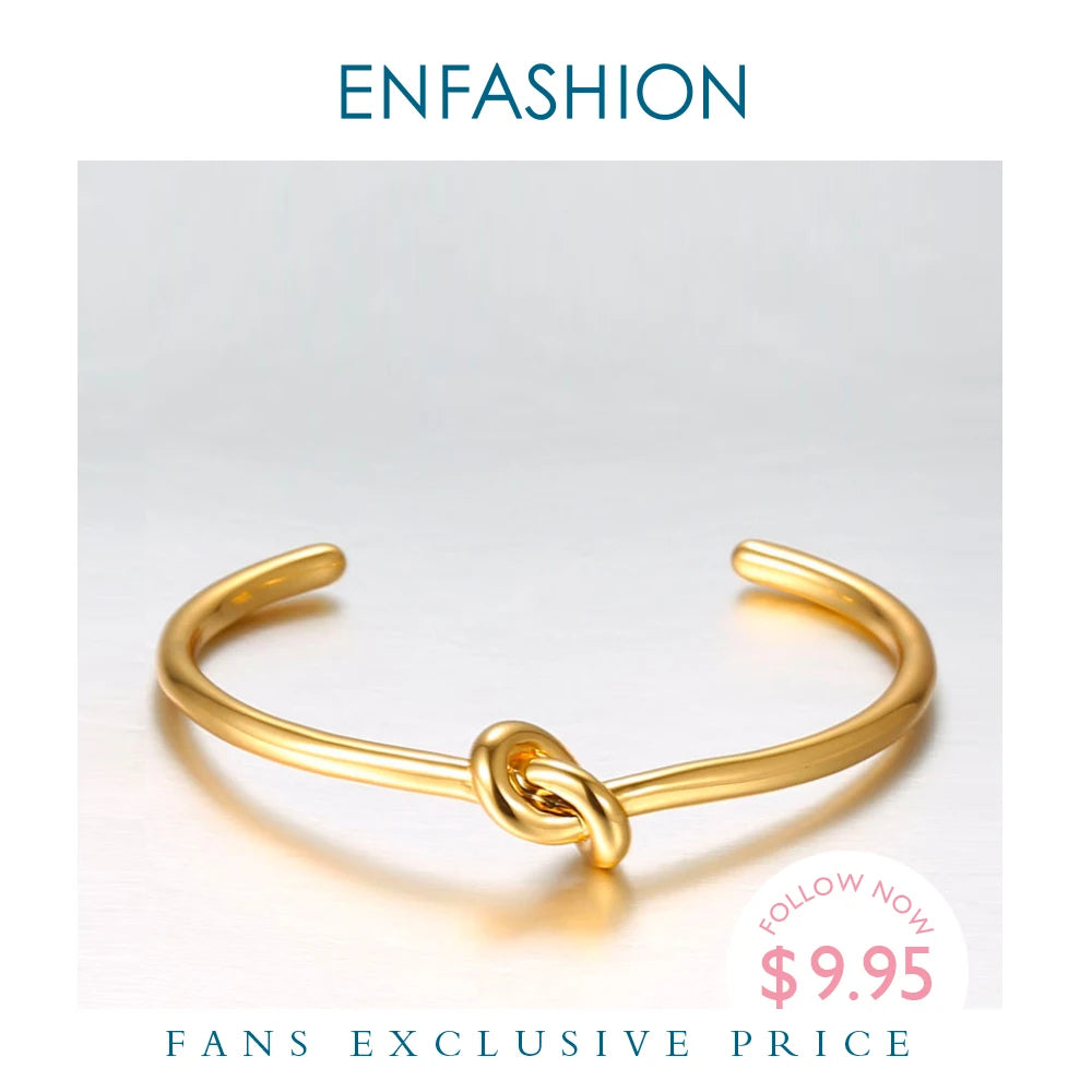 Knot Cuff Gold Color Manchette Bangle