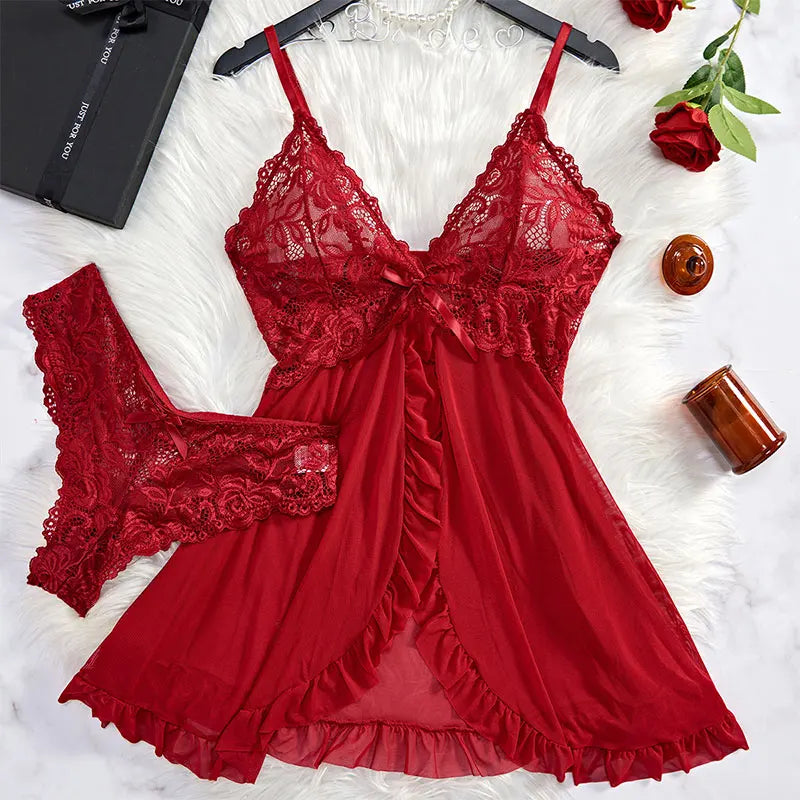 Lace and Ruffle Lingerie Nighty