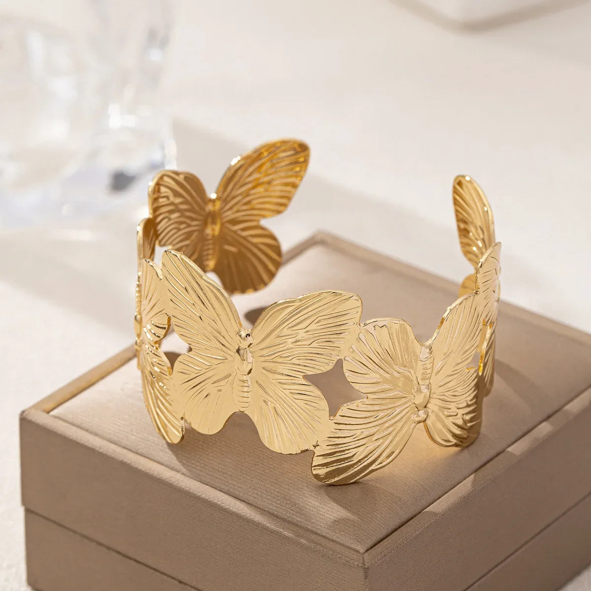 Textured Gold Cuff Gold Plated Stainless Steel