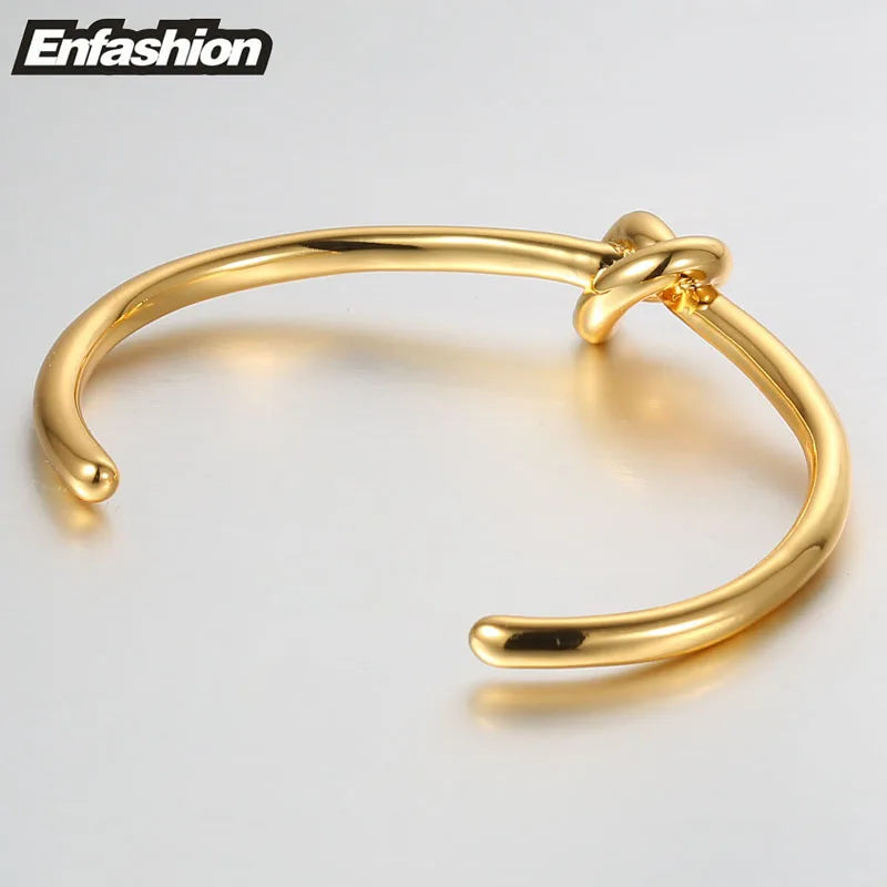 Knot Cuff Gold Color Manchette Bangle