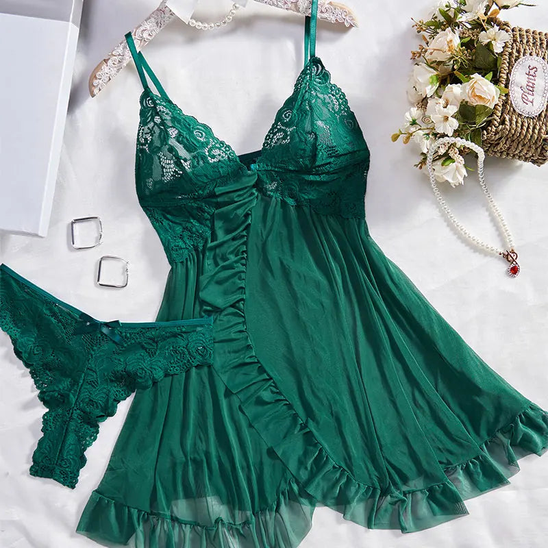 Lace and Ruffle Lingerie Nighty