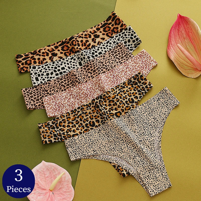 TrowBridge 3PCS/Set Women's Panties Fashion Leopard Bikini Sexy Thongs