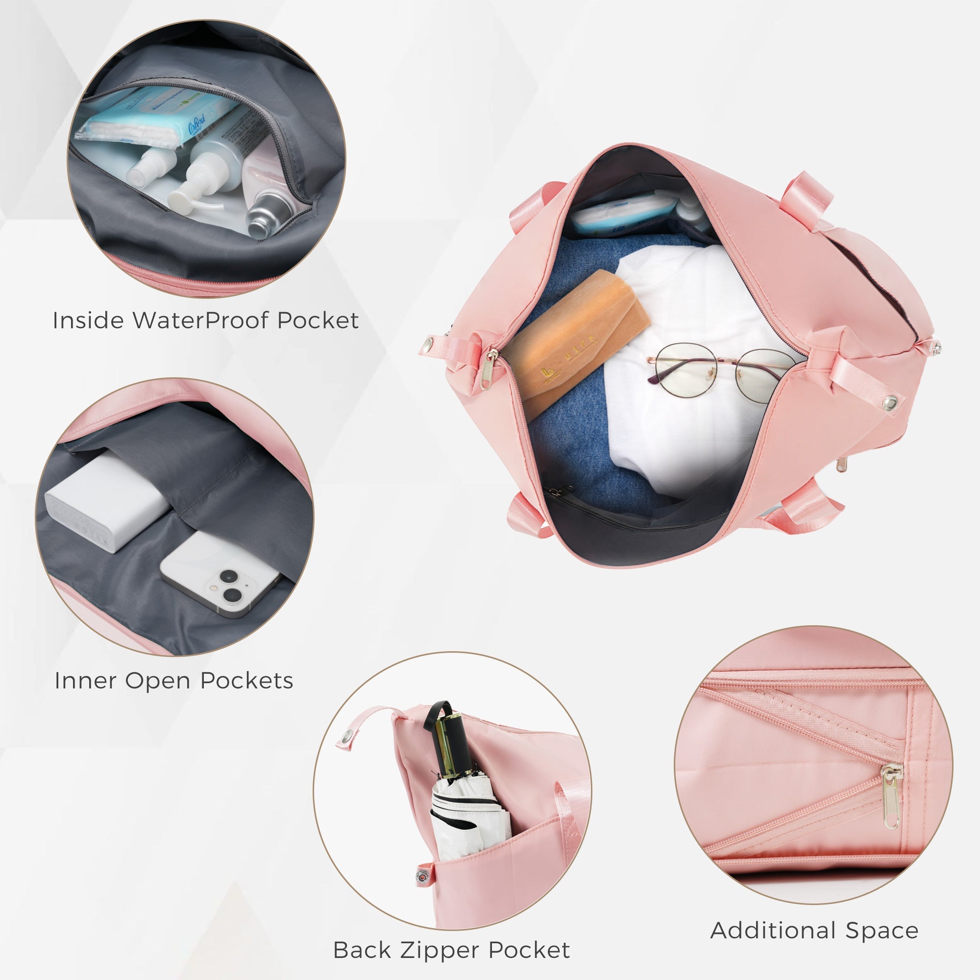 3 Piece Pink Ombre Color Luggage Set /  Bonus Travel Bag